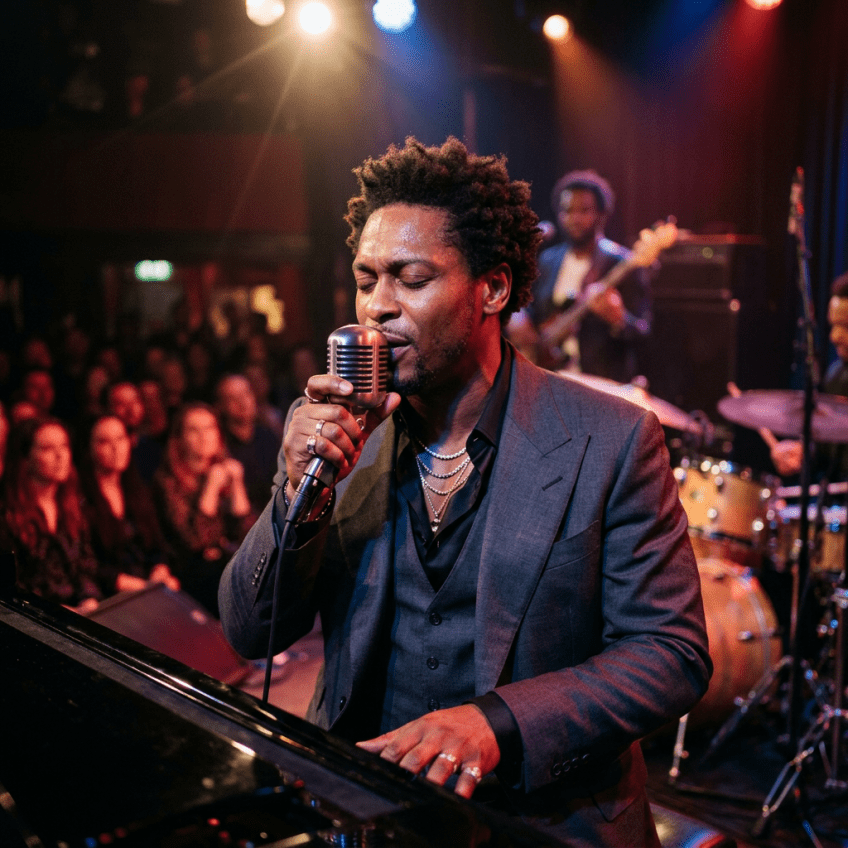 Portrait of D'Angelo performing